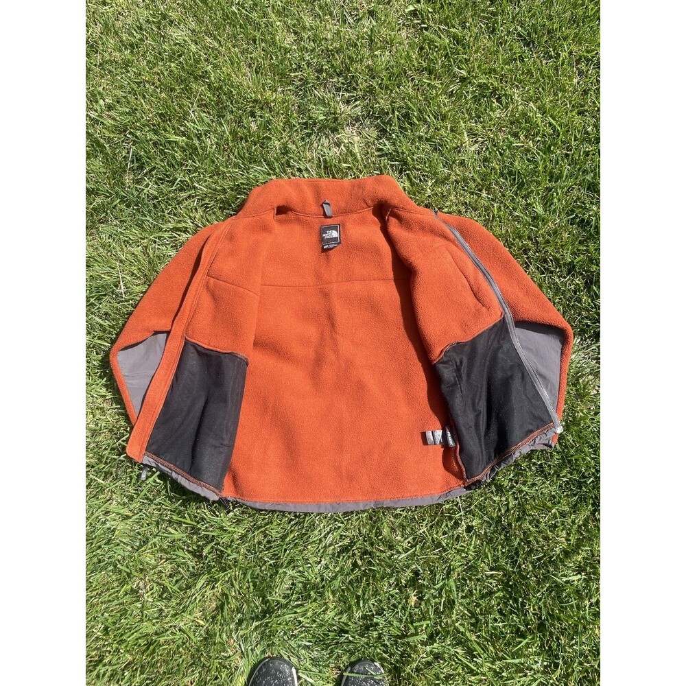 Retro The North Face Denali Full Zip Heavy Fleece Jacket Orange Grey Men's Small - Picture 3 of 16